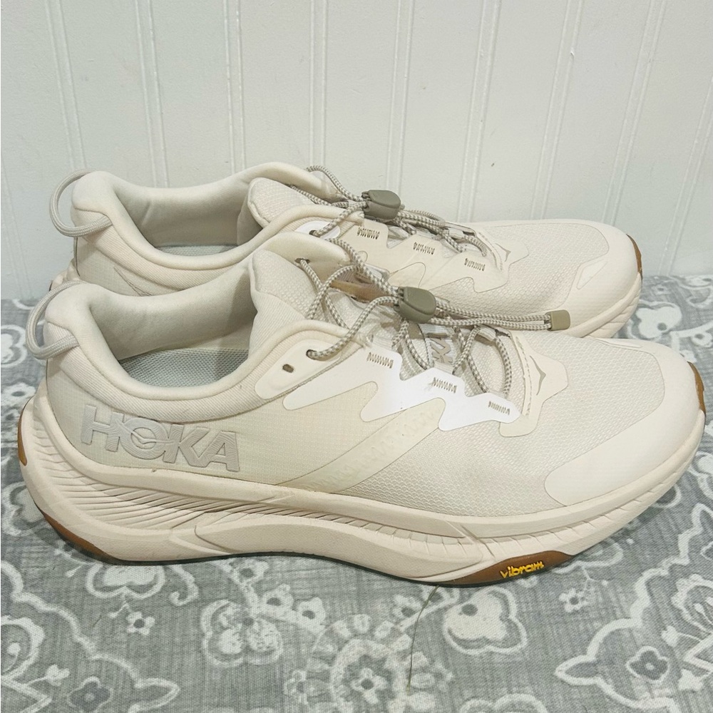 Hoka White and Tan Running Shoes - Picture 3 of 4